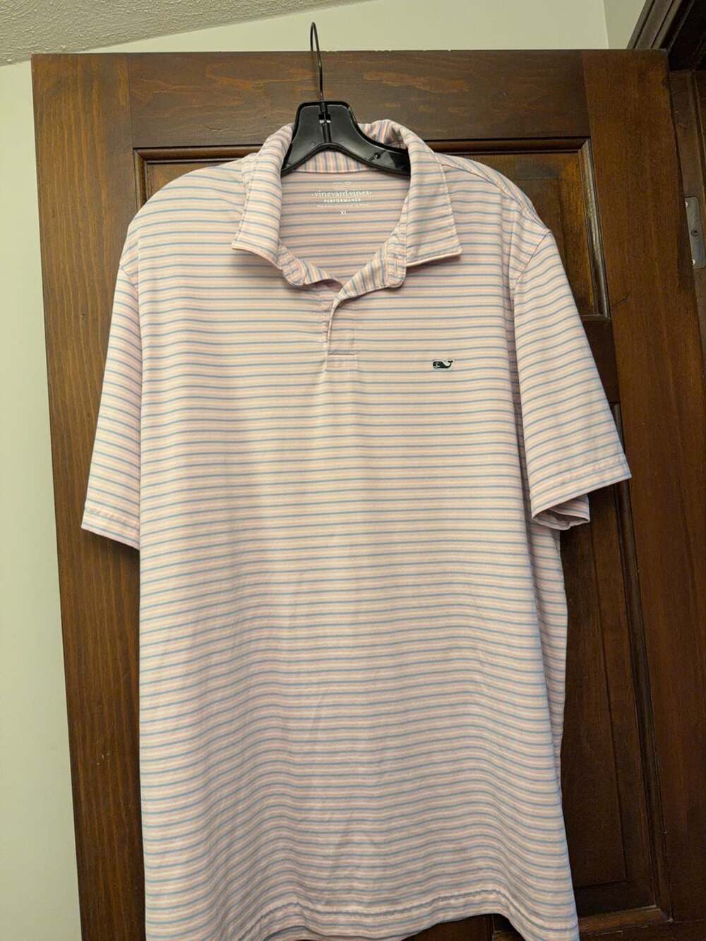 Vineyard Vines Performance Striped Polo Shirt Pink Blue XL